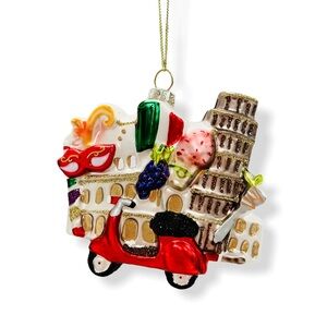 A colorful three-dimensional collage of the  flavors and flair of Italy sparkles